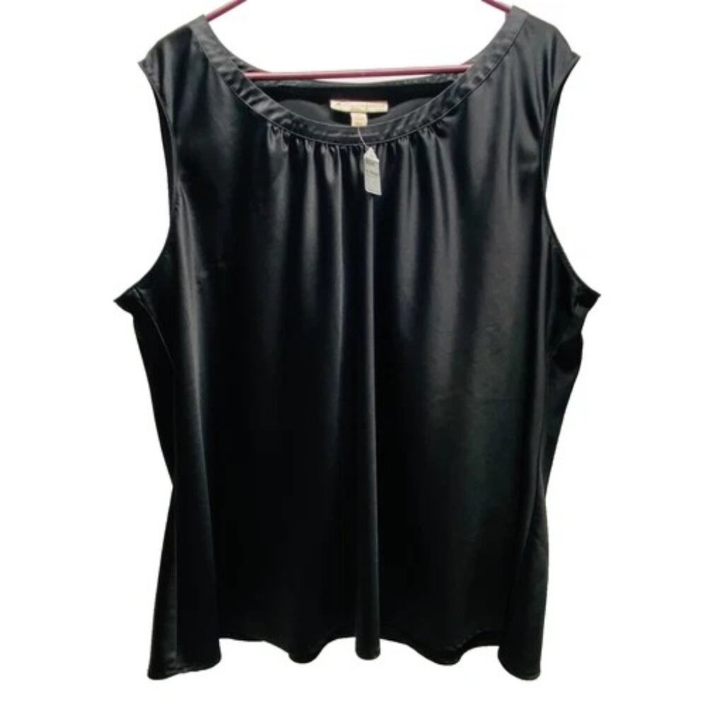 JM Collection Tank Blouse Women's 22W Black‎ Sleeveless Office Career Top NWOT